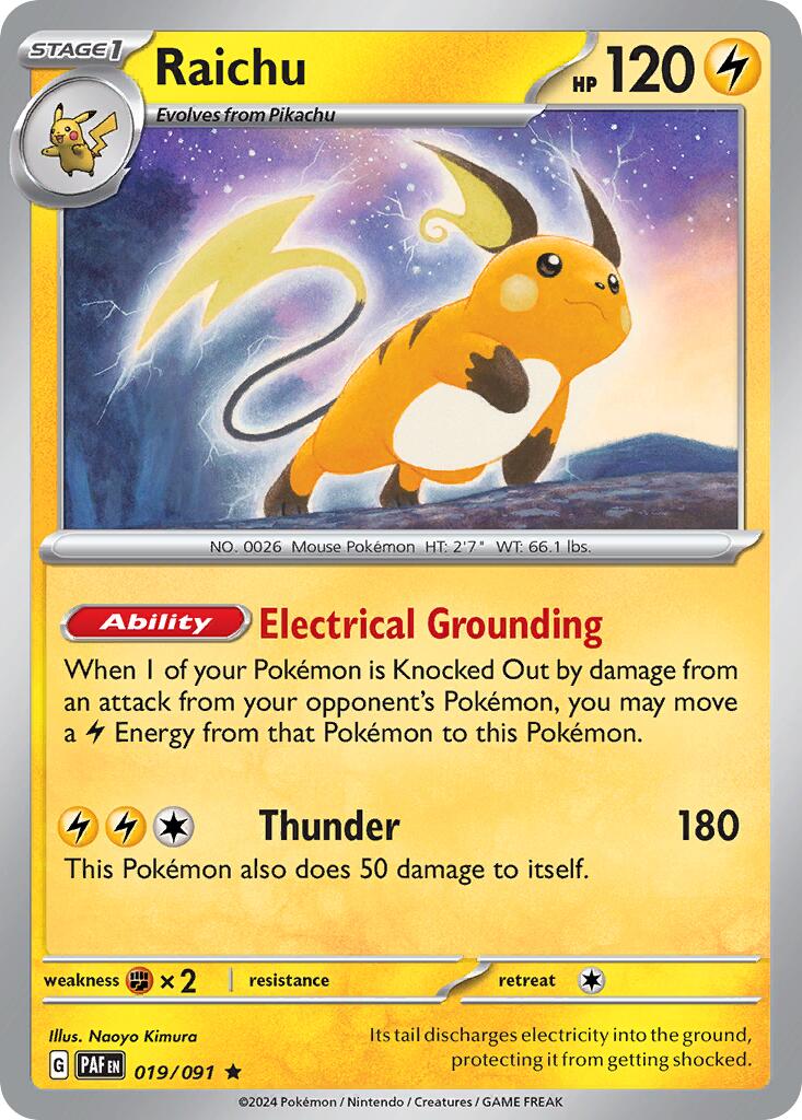 Raichu (019/091) (Theme Deck Exclusive) [Scarlet & Violet: Paldean Fates] | Game Haven TX