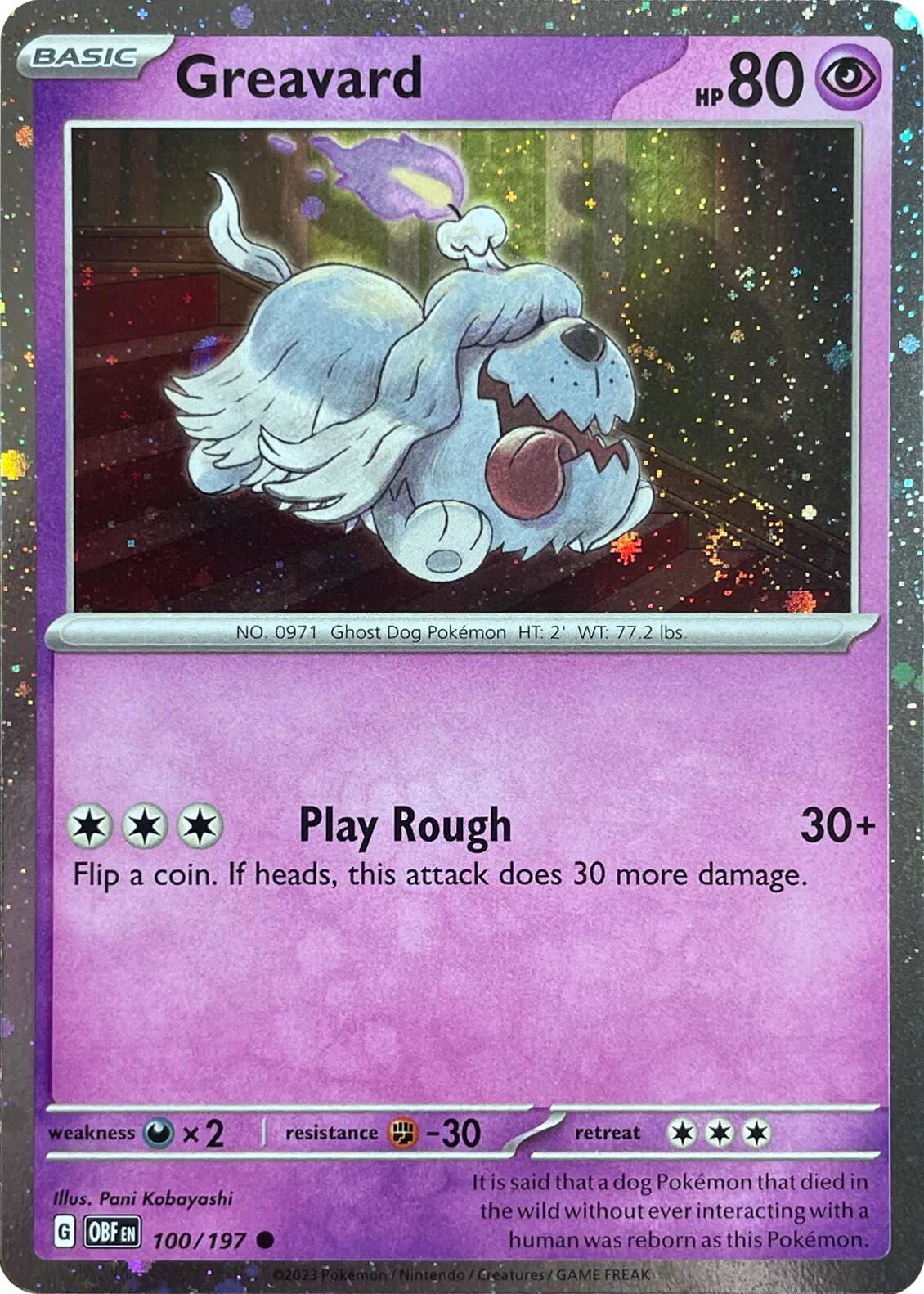 Greavard (100/197) (Cosmos Holo) (Deck Exclusive) [Scarlet & Violet: Obsidian Flames] | Game Haven TX