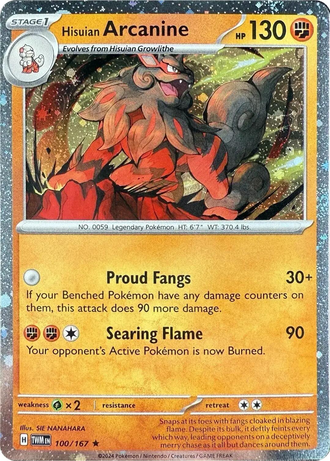 Hisuian Arcanine (100/167) (Cosmos Holo) [Scarlet & Violet: Twilight Masquerade] | Game Haven TX