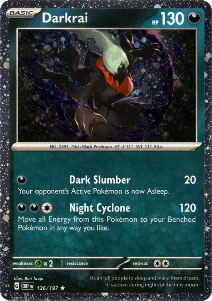 Darkrai (136/197) (Cosmos Holo) [Scarlet & Violet: Obsidian Flames] | Game Haven TX