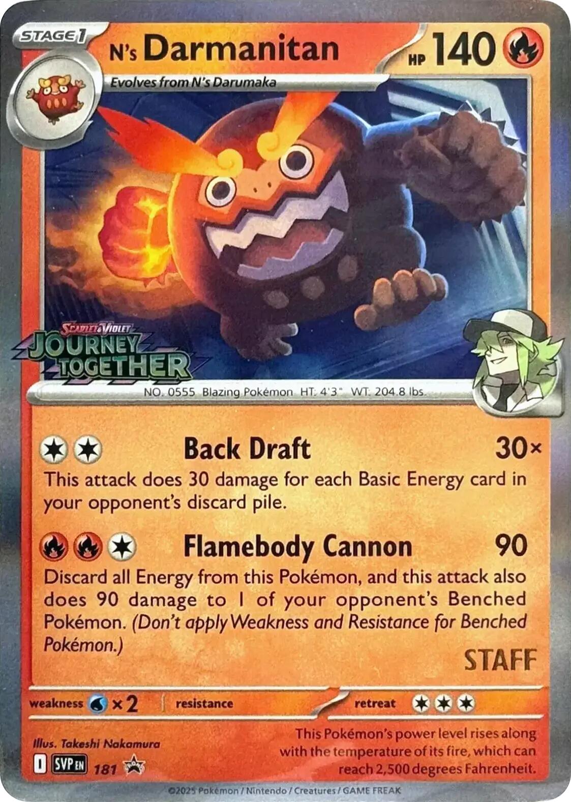 N's Darmanitan (181) (Prerelease Staff) [Scarlet & Violet: Black Star Promos] | Game Haven TX
