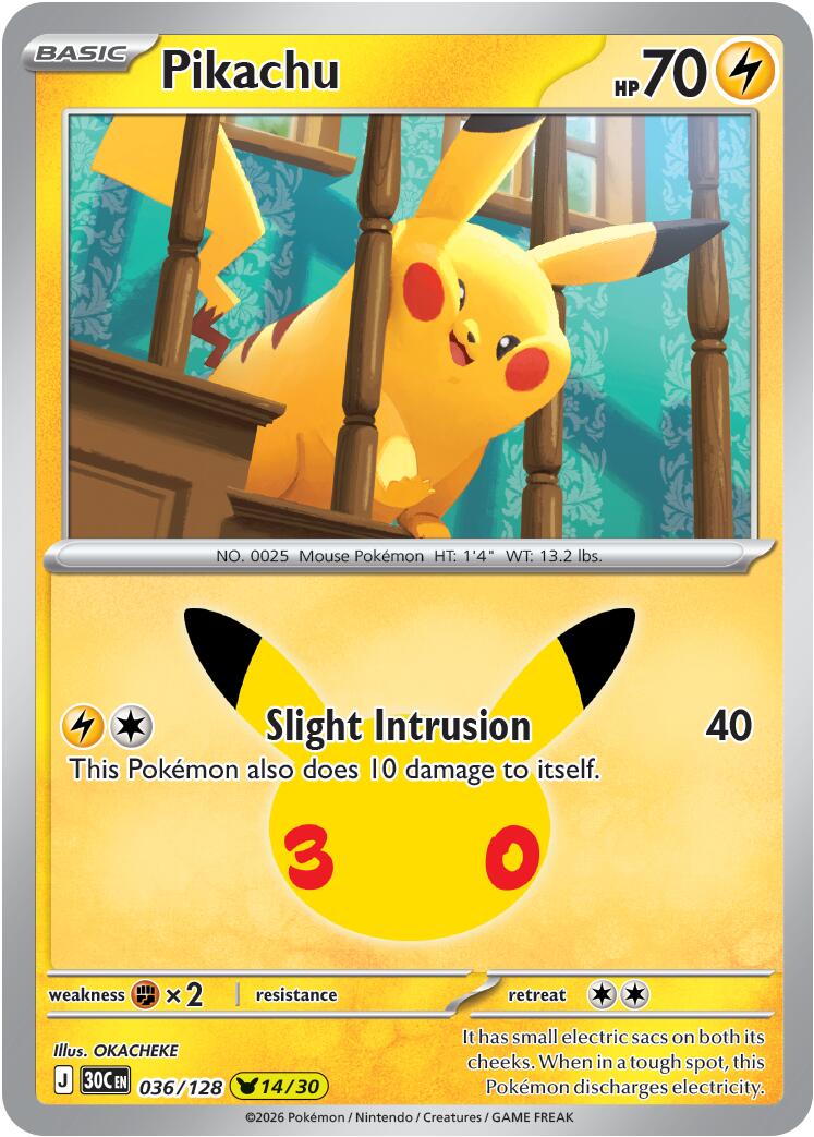 Pikachu (036/128) [Mega Evolution: 30th Celebration] | Game Haven TX