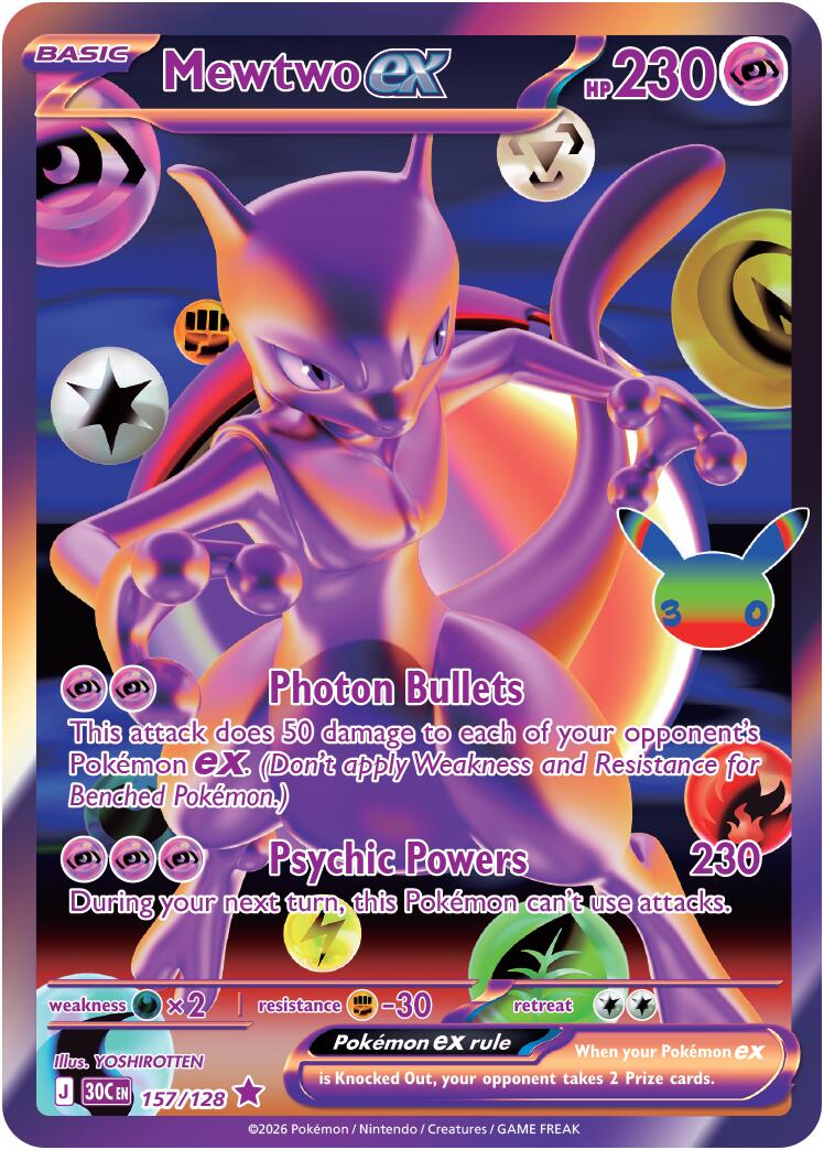 Mewtwo ex (157/128) [Mega Evolution: 30th Celebration] | Game Haven TX