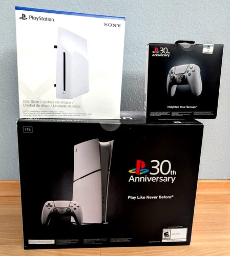 Playstation 5 30th Anniversary Slim Digital Bundle w/30th Anniversary Dualsense Controller & Playstation 5 Slim Disc Drive | Game Haven TX