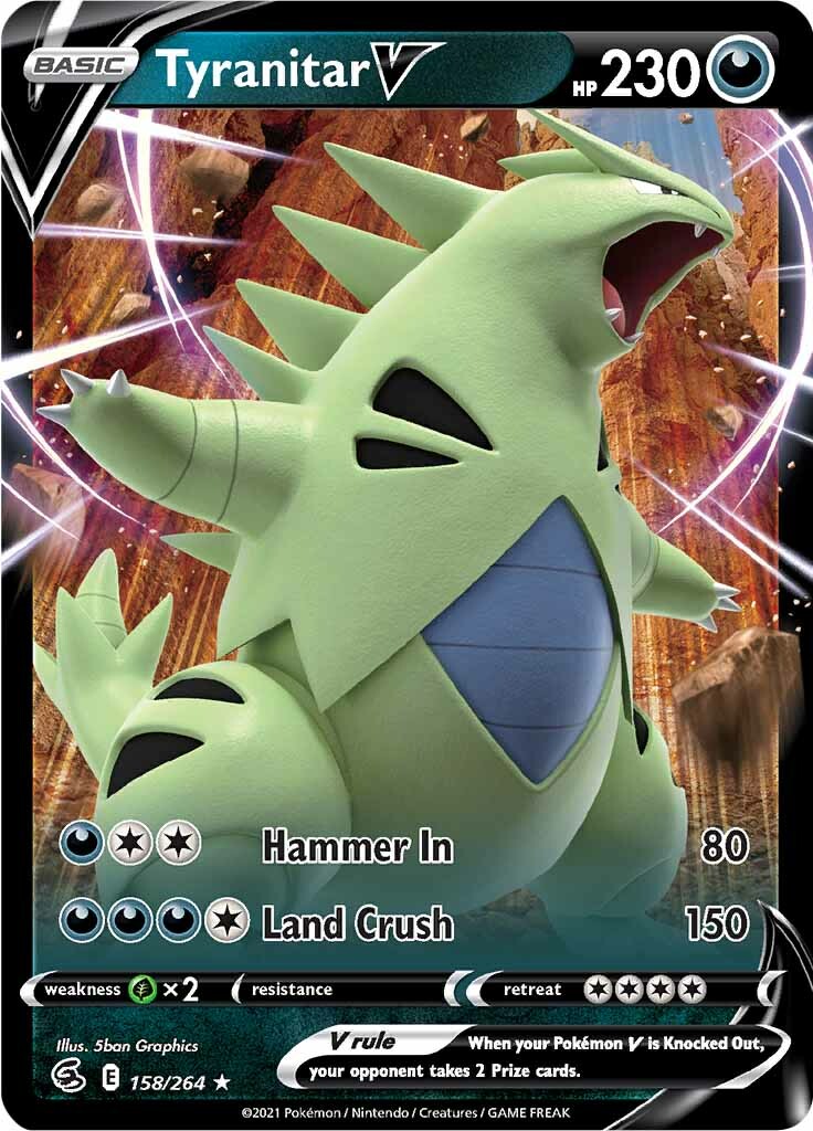 Tyranitar V (158/264) [Sword & Shield: Fusion Strike] | Game Haven TX