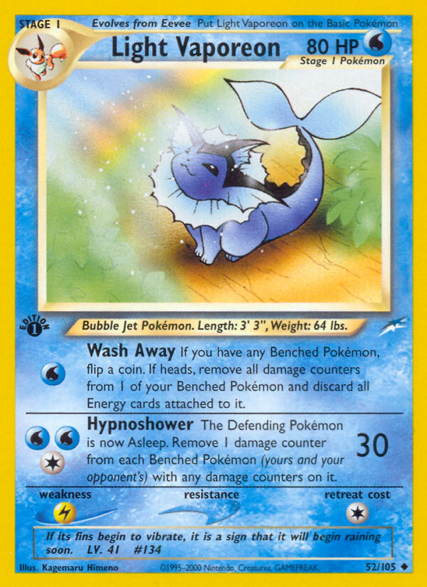 Light Vaporeon (52/105) [Neo Destiny 1st Edition] | Game Haven TX
