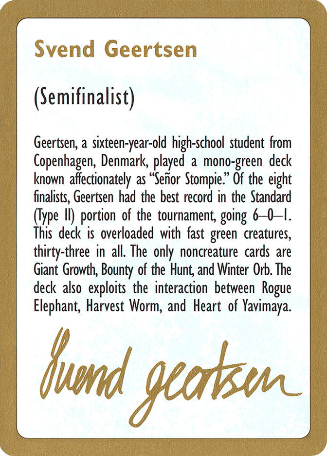 Svend Geertsen Bio [World Championship Decks 1997] | Game Haven TX
