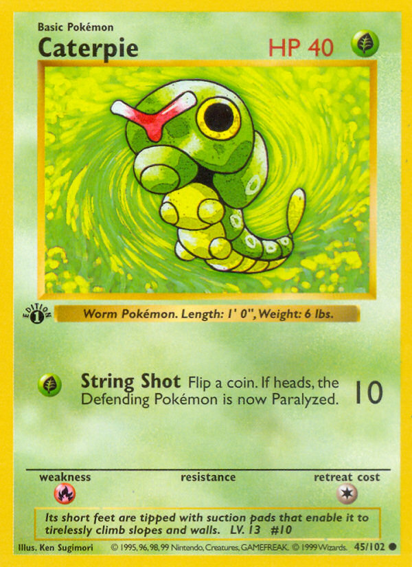 Caterpie (45/102) (Shadowless) [Base Set 1st Edition] | Game Haven TX