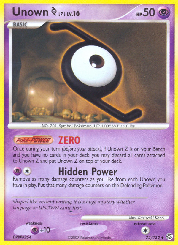 Unown Z (72/132) [Diamond & Pearl: Secret Wonders] | Game Haven TX