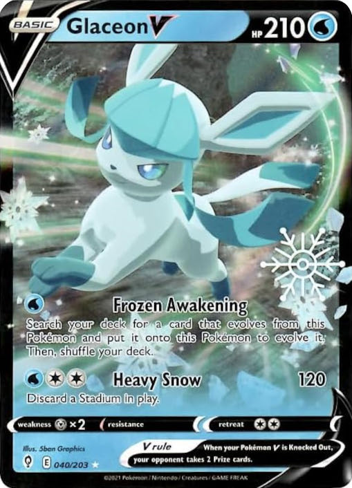 Glaceon V (040/203) (Holiday Calendar) [Sword & Shield: Evolving Skies] | Game Haven TX