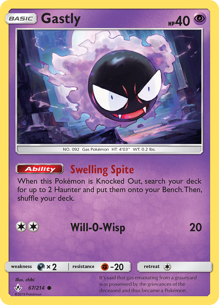 Gastly (67/214) [Sun & Moon: Unbroken Bonds] | Game Haven TX