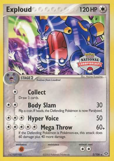 Exploud (3/106) (National Championship Promo) [EX: Emerald] | Game Haven TX