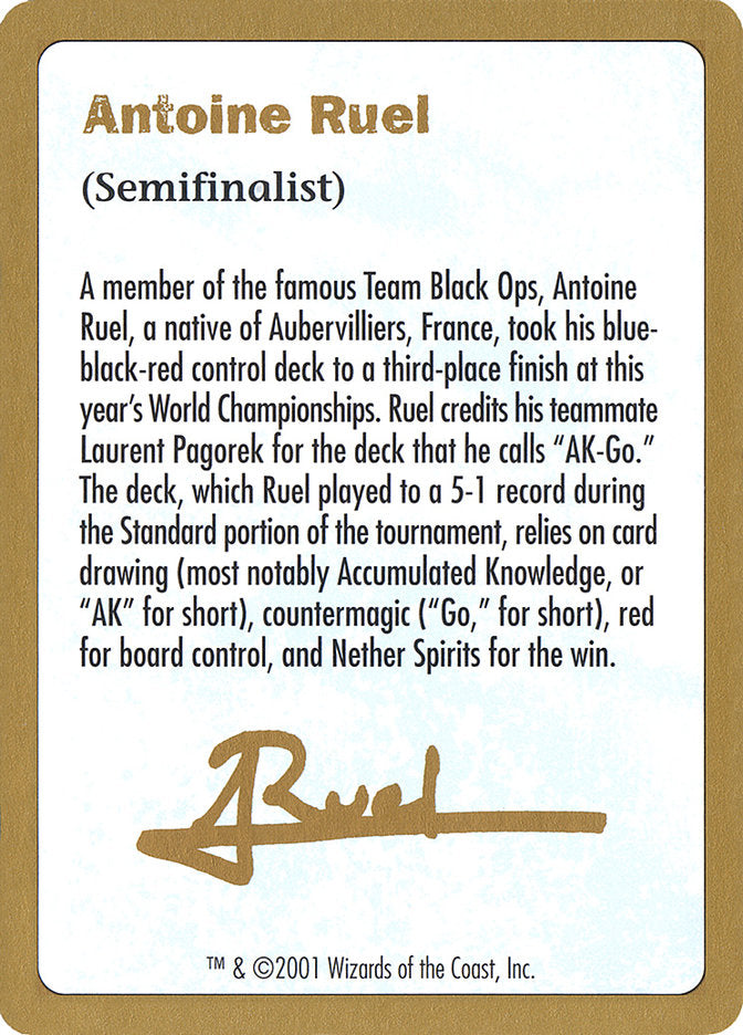 Antoine Ruel Bio [World Championship Decks 2001] | Game Haven TX
