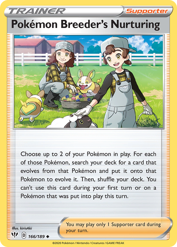 Pokemon Breeder's Nurturing (166/189) [Sword & Shield: Darkness Ablaze] | Game Haven TX