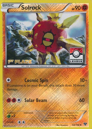 Solrock (64/146) (1st Place League Challenge Promo) [XY: Base Set] | Game Haven TX