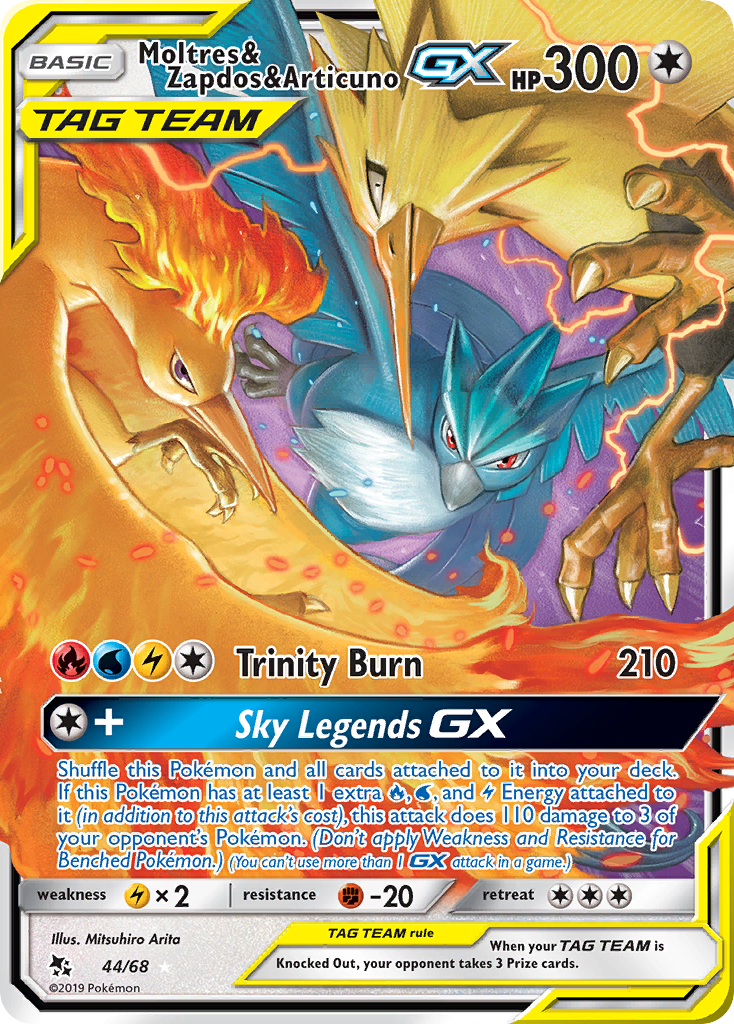 Moltres & Zapdos & Articuno GX (44/68) [Sun & Moon: Hidden Fates] | Game Haven TX