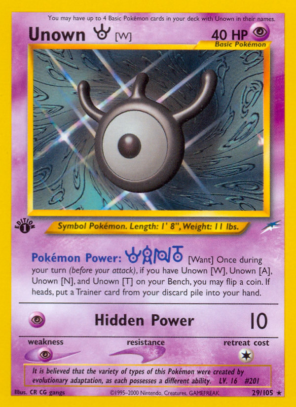 Unown [W] (29/105) [Neo Destiny 1st Edition] | Game Haven TX