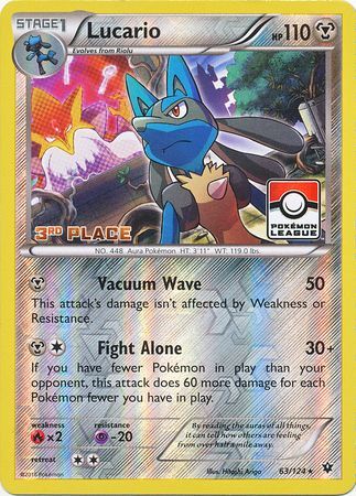 Lucario (63/124) (League Promo 3rd Place) [XY: Fates Collide] | Game Haven TX