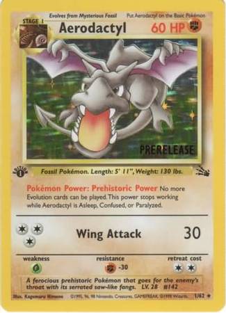 Aerodactyl (1/62) (Prerelease Promo) [Fossil 1st Edition] | Game Haven TX