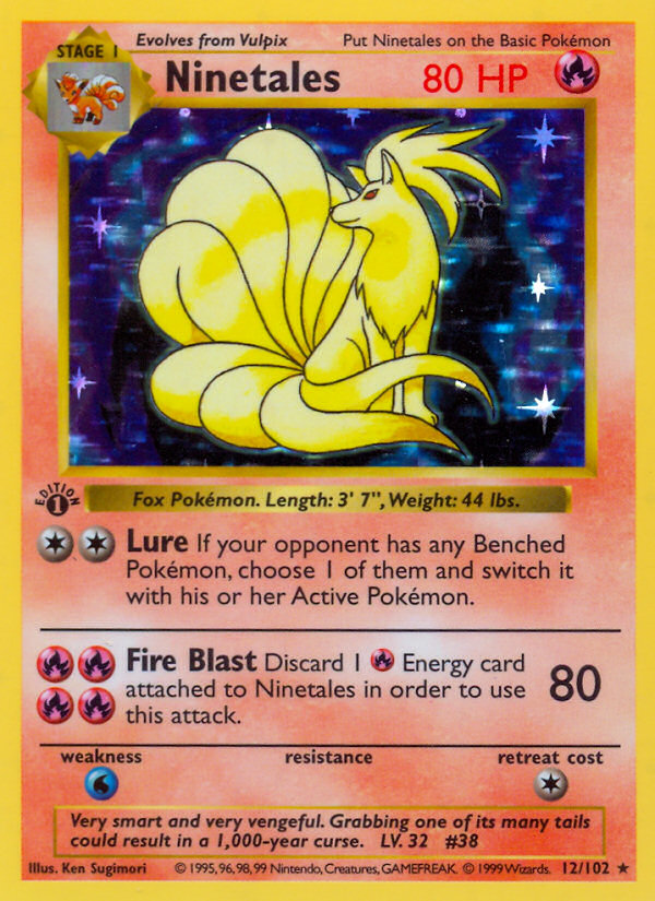 Ninetales (12/102) (Shadowless) [Base Set 1st Edition] | Game Haven TX