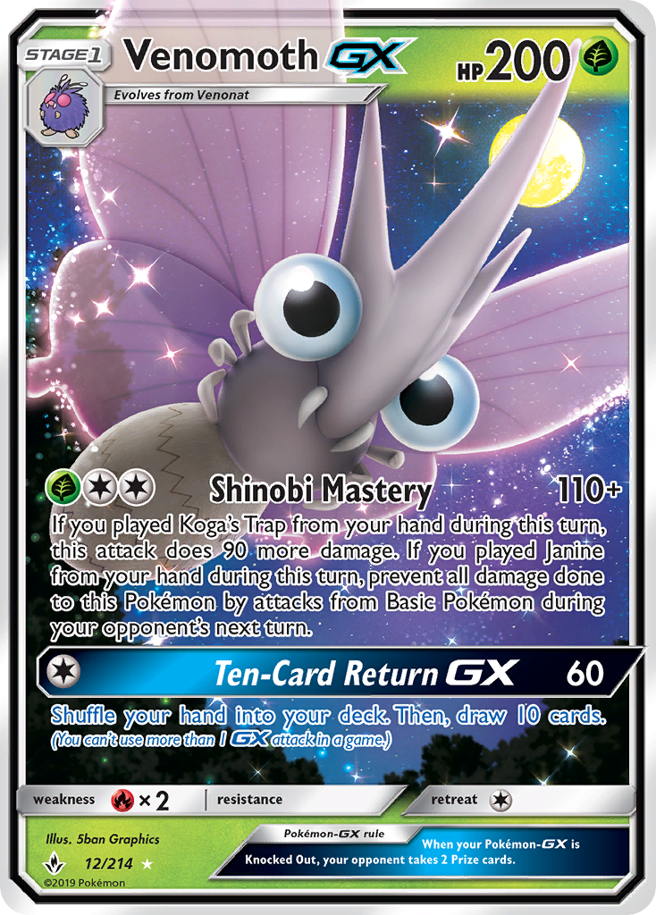 Venomoth GX (12/214) [Sun & Moon: Unbroken Bonds] | Game Haven TX