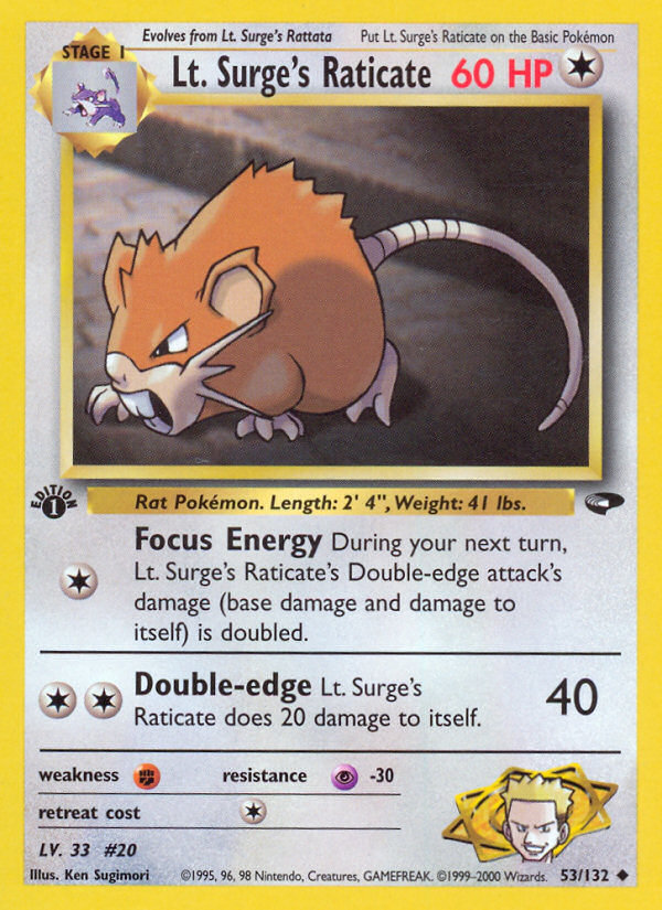 Lt. Surge's Raticate (53/132) [Gym Challenge 1st Edition] | Game Haven TX