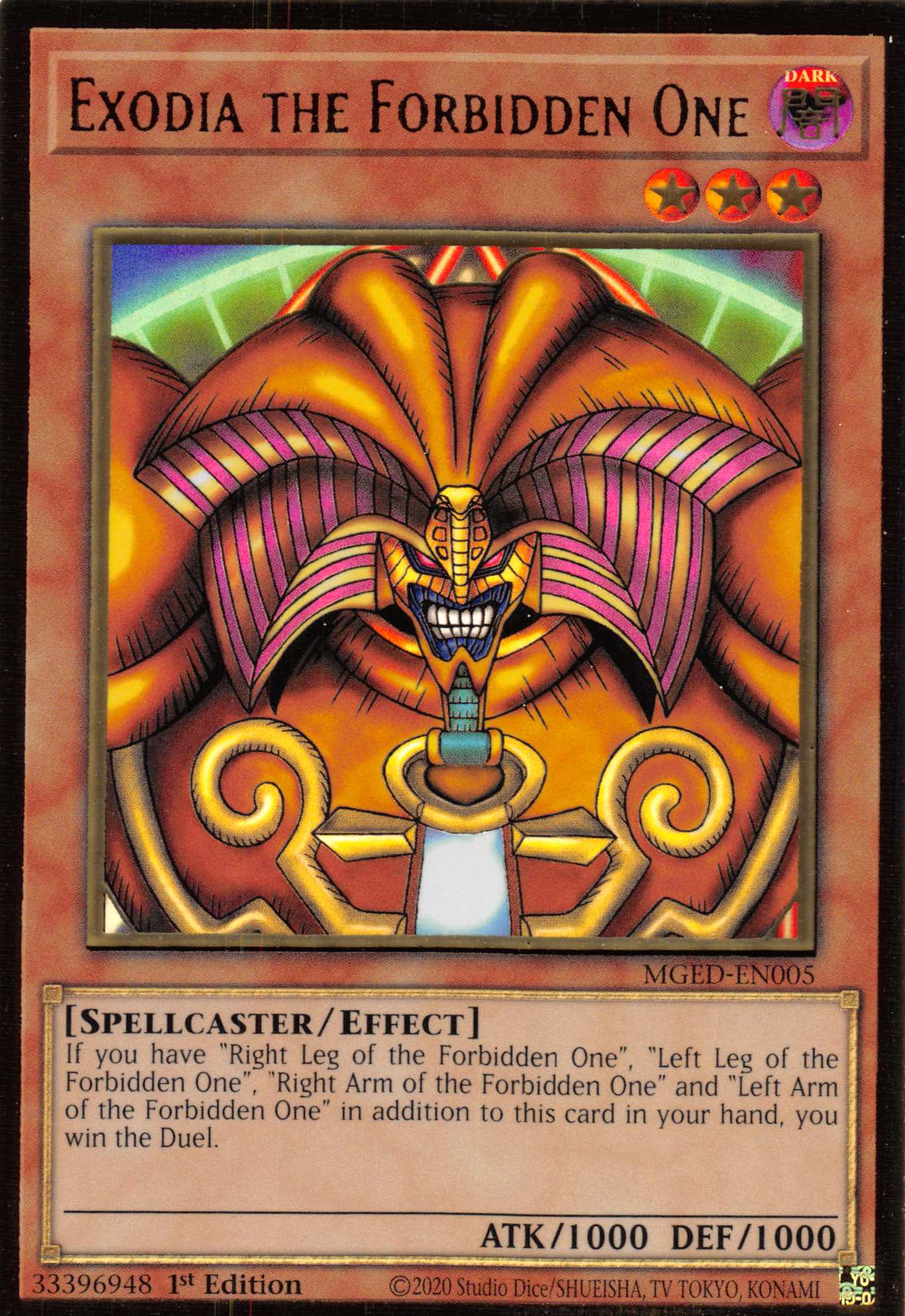 Exodia the Forbidden One [MGED-EN005] Gold Rare | Game Haven TX