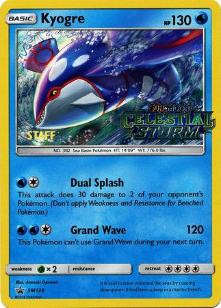 Kyogre (SM129) (Staff Prerelease Promo) [Sun & Moon: Black Star Promos] | Game Haven TX