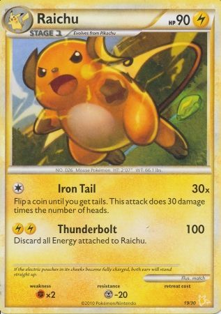 Raichu (19/30) [HeartGold & SoulSilver: Trainer Kit - Raichu] | Game Haven TX
