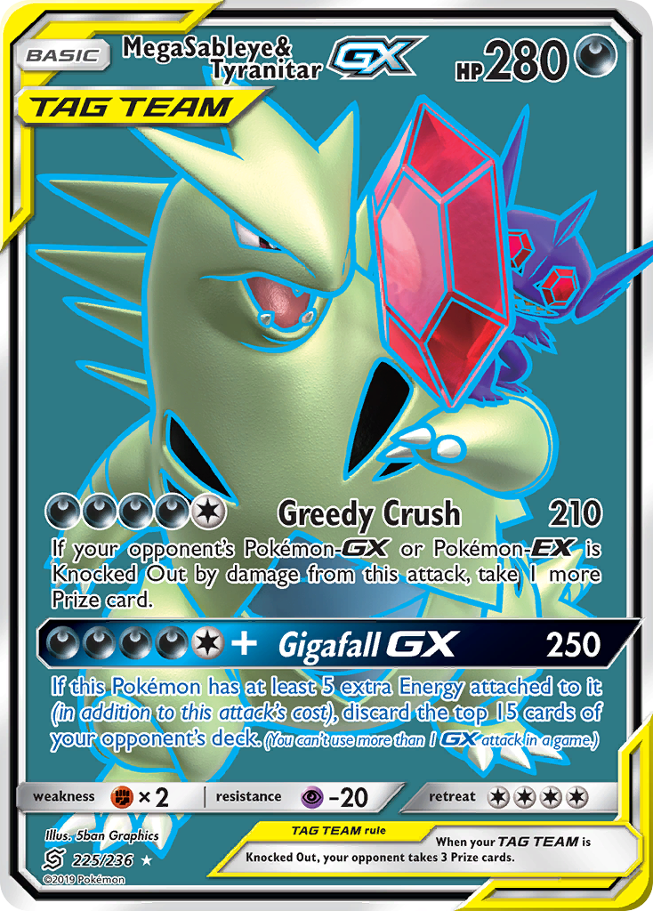 Mega Sableye & Tyranitar GX (225/236) [Sun & Moon: Unified Minds] | Game Haven TX