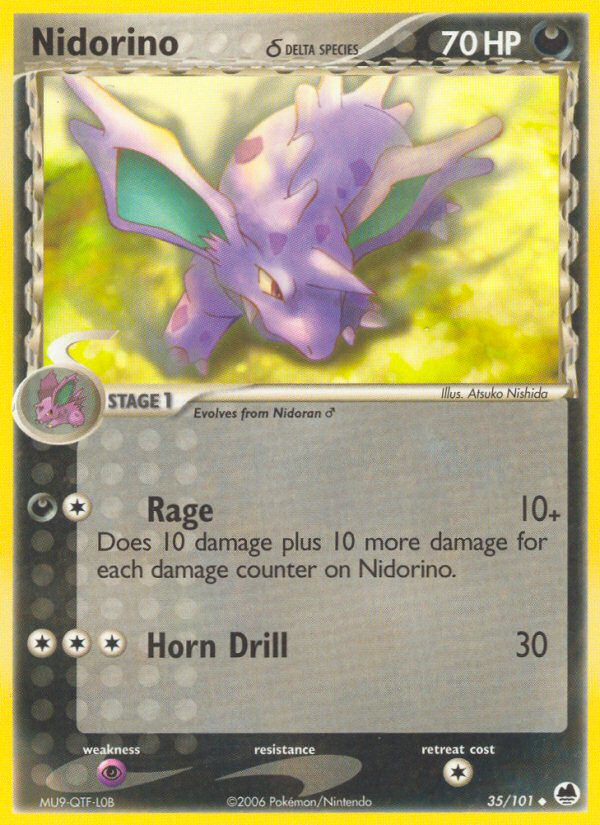 Nidorino (35/101) (Delta Species) [EX: Dragon Frontiers] | Game Haven TX