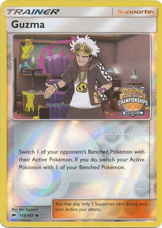 Guzma (115/147) (League Promo) (Staff) [Sun & Moon: Burning Shadows] | Game Haven TX