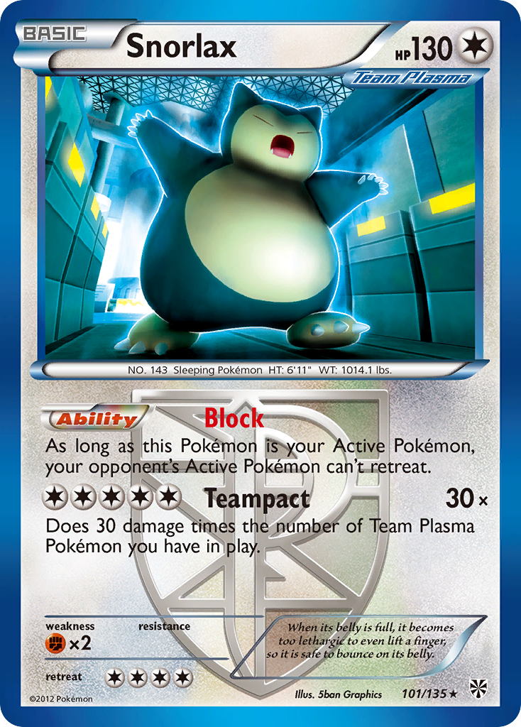 Snorlax (101/135) [Black & White: Plasma Storm] | Game Haven TX