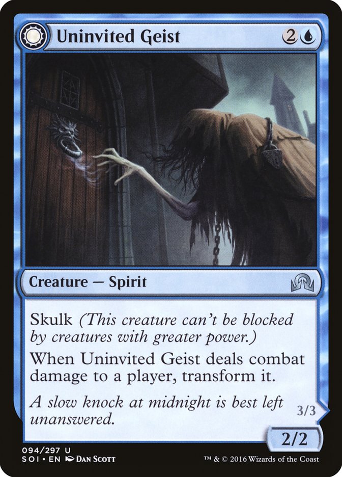 Uninvited Geist // Unimpeded Trespasser [Shadows over Innistrad] | Game Haven TX