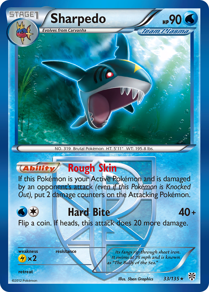 Sharpedo (33/135) [Black & White: Plasma Storm] | Game Haven TX