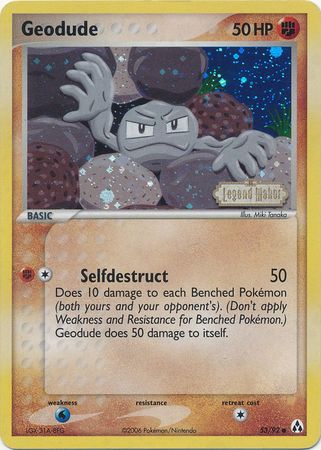 Geodude (53/92) (Stamped) [EX: Legend Maker] | Game Haven TX