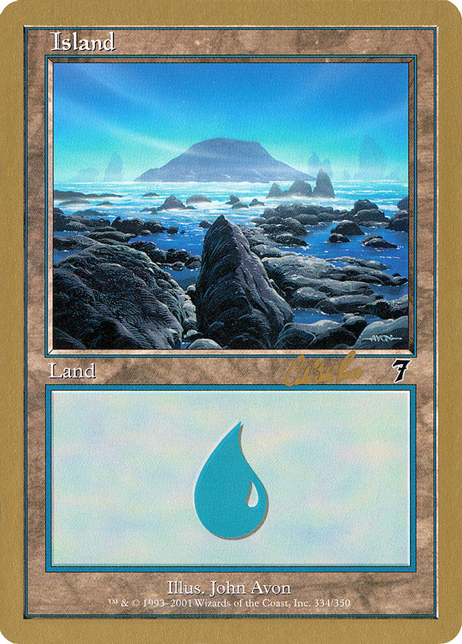 Island (cr334) (Carlos Romao) [World Championship Decks 2002] | Game Haven TX