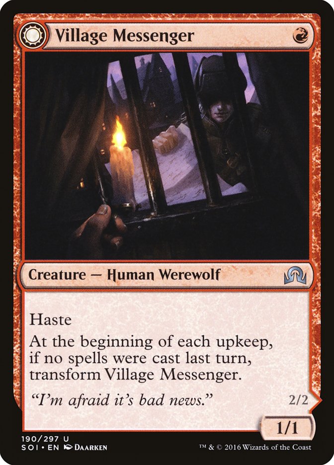 Village Messenger // Moonrise Intruder [Shadows over Innistrad] | Game Haven TX
