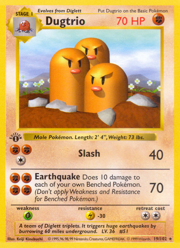 Dugtrio (19/102) (Shadowless) [Base Set 1st Edition] | Game Haven TX