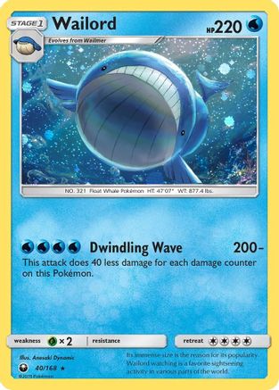 Wailord (40/168) (Cosmos Holo) [Sun & Moon: Celestial Storm] | Game Haven TX