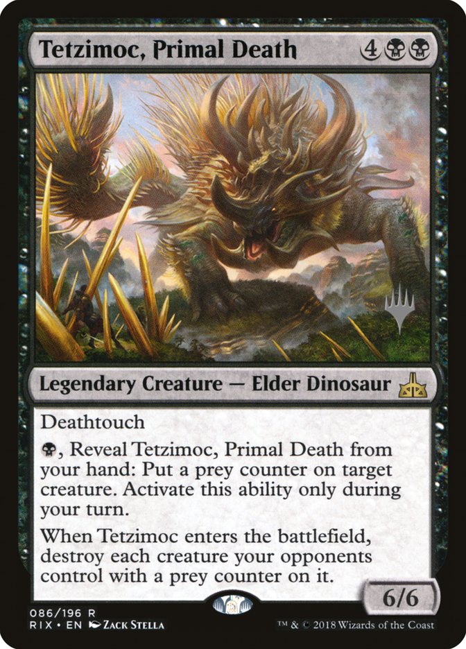 Tetzimoc, Primal Death [Rivals of Ixalan Promos] | Game Haven TX