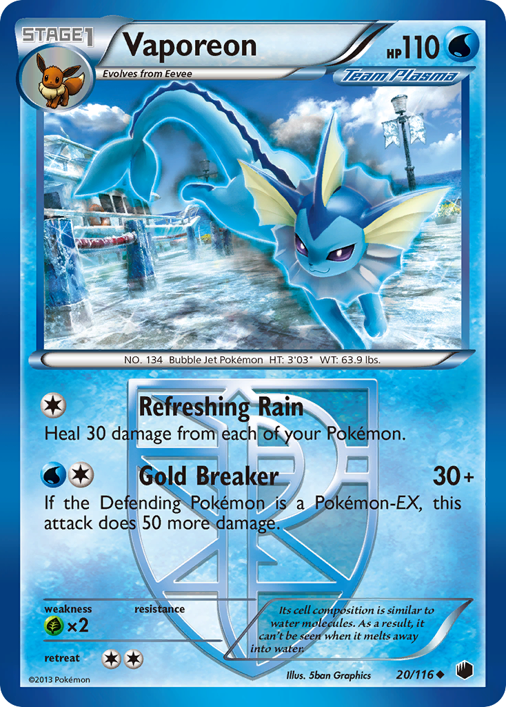 Vaporeon (20/116) [Black & White: Plasma Freeze] | Game Haven TX