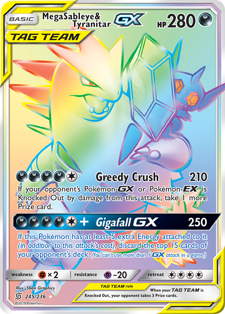 Mega Sableye & Tyranitar GX (245/236) [Sun & Moon: Unified Minds] | Game Haven TX