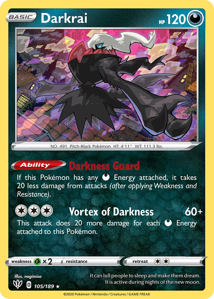 Darkrai (105/189) (Theme Deck Exclusive) [Sword & Shield: Darkness Ablaze] | Game Haven TX