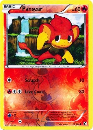 Pansear (21/114) (Energy Reverse Holo) [Black & White: Base Set] | Game Haven TX