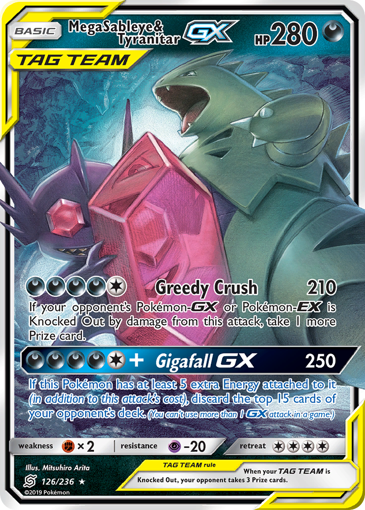 Mega Sableye & Tyranitar GX (126/236) [Sun & Moon: Unified Minds] | Game Haven TX