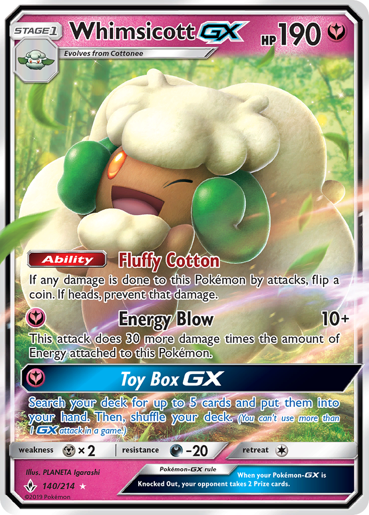 Whimsicott GX (140/214) [Sun & Moon: Unbroken Bonds] | Game Haven TX