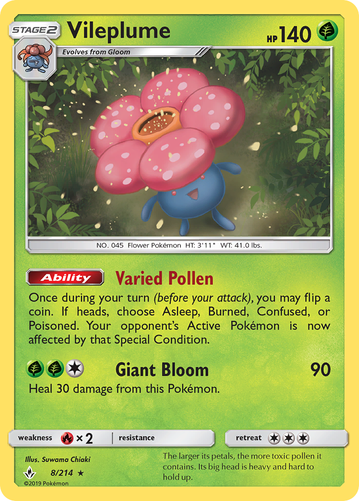 Vileplume (8/214) [Sun & Moon: Unbroken Bonds] | Game Haven TX