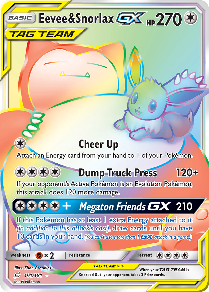 Eevee & Snorlax GX (191/181) [Sun & Moon: Team Up] | Game Haven TX