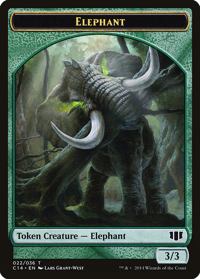 Elephant // Elf Warrior Double-sided Token [Commander 2014 Tokens] | Game Haven TX